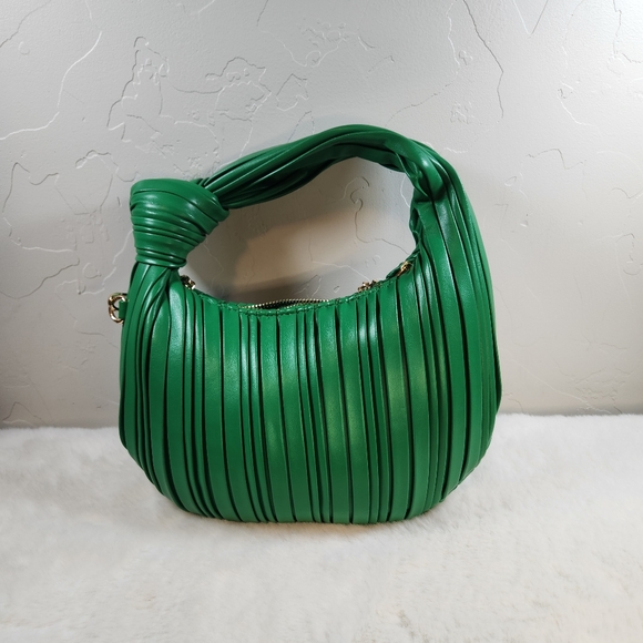 Urban Expressions Handbags - NWT Urban Expressions Pleated Knot Handle Bag | Green | Crossbody Chain